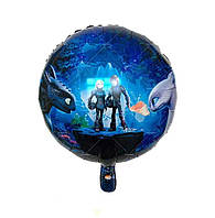 Фольгированный шар Дракон Беззубик круглый 45см (18") | Синий