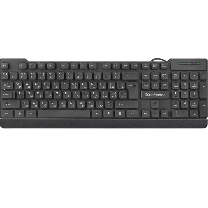 Клавіатура провідна комп'ютерна DEFENDER HB-190 |USB, Eng/Рус/Укр| Чорний, фото 1