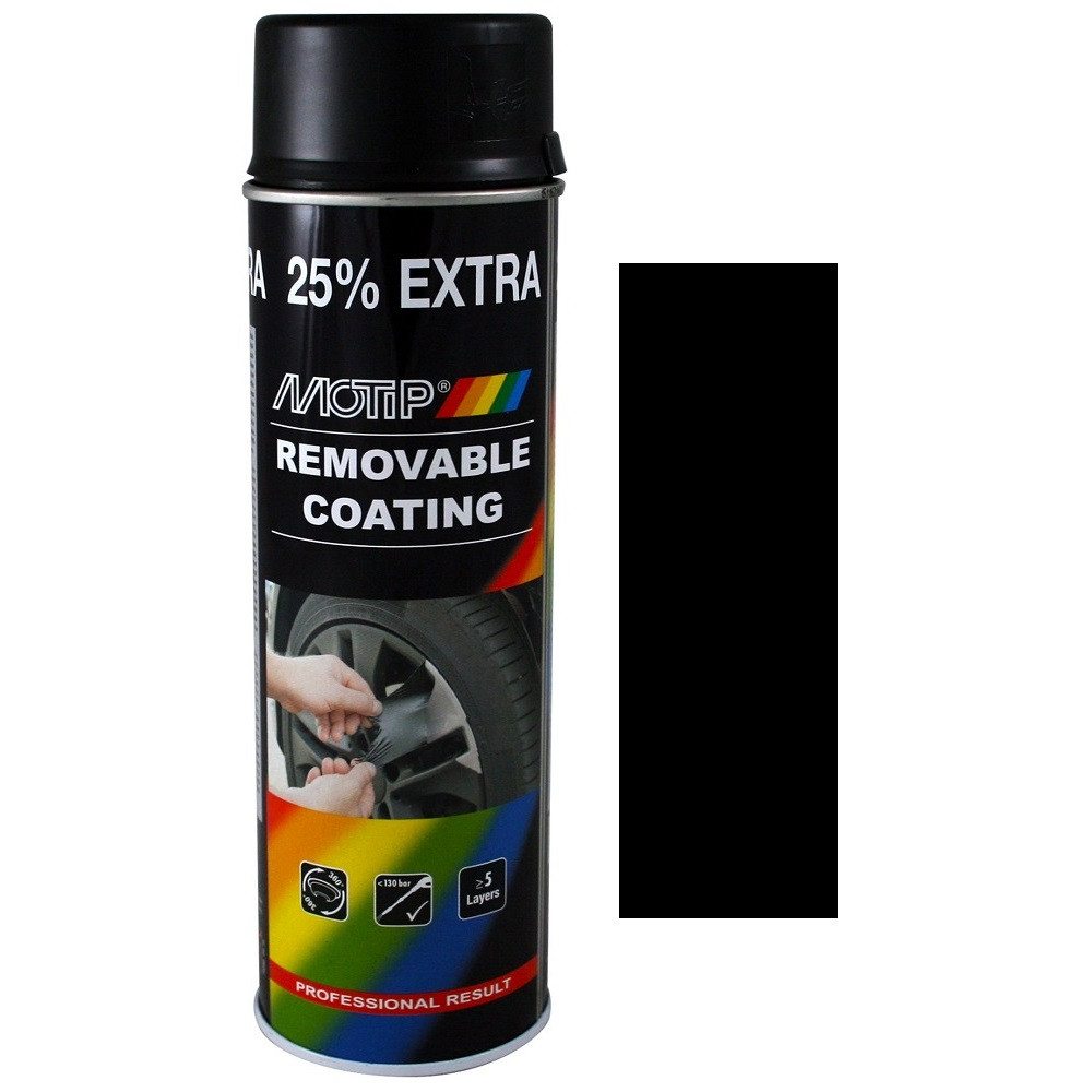 Фарба спрей Рідка гума чорна матова Motip Black Mat Spray Removable Coating 500мл