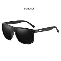 Солнцезащитные стильные очки мужские квадратные поляризационные ободковые, очки от солнца Черные