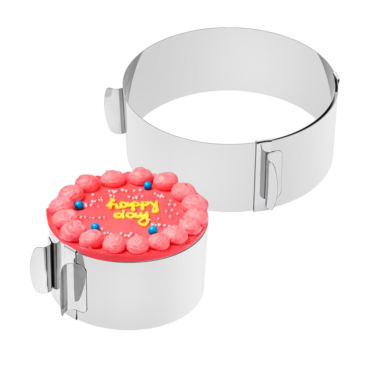 Розсувна форма кільце кондитерське для випікання та збирання бенто-тортів та викладення салатів 12-20 см (H 6.5 см), фото 1