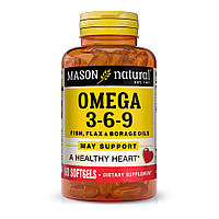 Жирные кислоты Mason Natural Omega 3-6-9 1200 mg Fish, Flax & Borage Oils, 60 капсул CN11000 VB