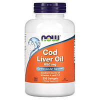 Жирные кислоты NOW Cod Liver Oil 650 mg, 250 капсул CN13450 VB