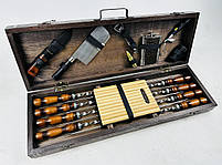 Подарунковий набір шампурів у дерев'яному кейсі ГРІЗЛІ HAPPY DAYS, фото 4