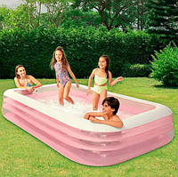 Детский надувной бассейн Intex 58487 305х183х56 см прямоугольный для дома и дачи, Розовый