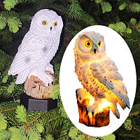 Ліхтар вуличний Сова, на сонячній батареї, білий, автономний, для декору територій