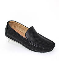 Мужские летние туфли черного цвета с перфорацией