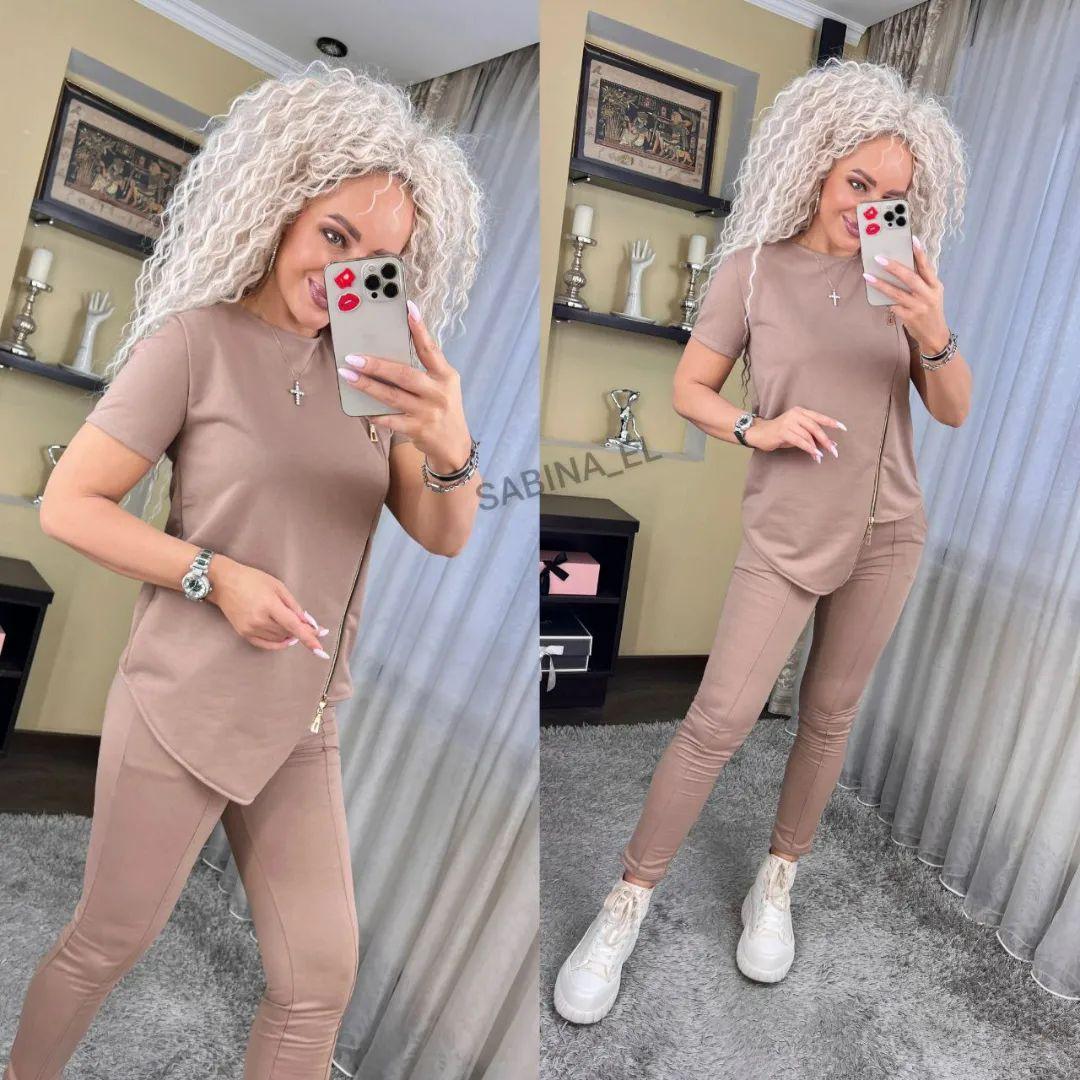 Жіночий стильний костюм/комплект - кофта і лосини (Розміри 42-44(S)), Мокко