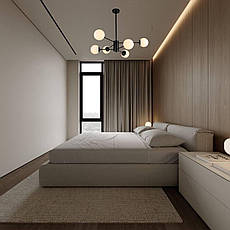 Чорна люстра з білих куль на 6 ламп (52-6033-6 BK+WH), фото 3