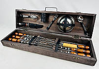 Подарунковий набір шампурів в дерев'яному кейсі для пікніка РОБІНЗОН HAPPY DAYS, фото 2