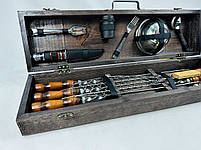 Подарунковий набір шампурів в дерев'яному кейсі для пікніка РОБІНЗОН HAPPY DAYS, фото 3