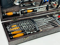 Подарунковий набір шампурів в дерев'яному кейсі для пікніка ПІКНІК MAX HAPPY DAYS, фото 3