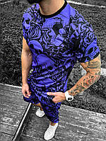 Фіолетовий чоловічий літній спортивний костюм з принтом черепи фіолетовий 42-5/687 InfinityShop