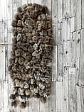 Шарф меховый мягкий светло-коричневый натуральный из меха кролика 115 см, фото 2
