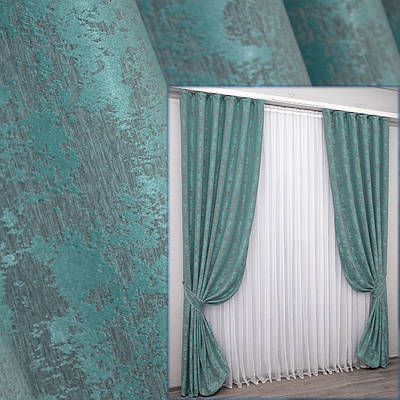 Штори жакард (2шт. 1,5х2,7м.) колекція "Sultan YL" Туреччина. Колір бірюзовий. Код 1292ш 33-0141