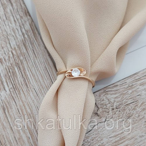 Каблучка золота з білим круглим фіанітом у центрі