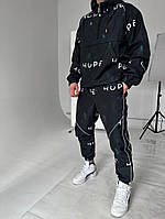 Спортивний чорний костюм з плащівки анорак штани чорний 5-643 InfinityShop