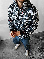 Камуфляжний чоловічий худі бейп сірого кольору з капюшоном сірий 6-162 InfinityShop