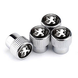 Ковпачки на ніпель для Peugeot Premium Style Silver Пежо (4 шт.), фото 1