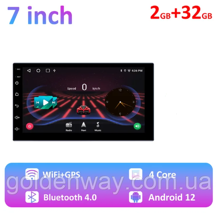 Автомагнітола 2 DIN MTK8163 Pro 2/32 Гб Android 12 екран 7 дюймів IPS 3D + DSP звук + Gps + WiFi 2024