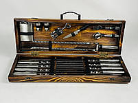 Подарунковий набір шампурів у дерев'яному кейсі СТАЛЕВИЙ HAPPY DAYS, фото 2