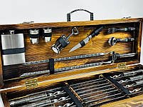 Подарунковий набір шампурів у дерев'яному кейсі СТАЛЕВИЙ HAPPY DAYS, фото 4