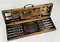 Подарунковий набір шампурів у дерев'яному кейсі СТАЛЕВИЙ HAPPY DAYS, фото 5