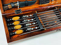 Подарунковий набір шампурів у дерев'яному кейсі ПІКНІК LUX HAPPY DAYS, фото 4