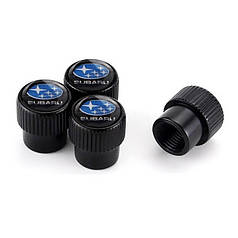 Ковпачки на ніпель для Субару Premium Style Black Subaru (напис), 4 шт.