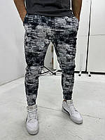 Теплі спортивні штани чоловічі матеріал трьохнитка на флісі комбінований 12-168 InfinityShop