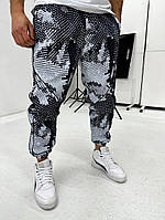 Спортивні штани чоловічі плащівка на підкладці комбінований 12-166 InfinityShop