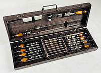 Подарунковий набір шампурів в дерев'яному кейсі для пікніка ОРІОН HAPPY DAYS, фото 2