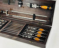 Подарунковий набір шампурів в дерев'яному кейсі для пікніка ОРІОН HAPPY DAYS, фото 5