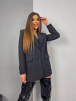 Классический черный женский пиджак оверсайз на пуговицах
