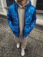 Демісезонна тепла чоловіча куртка з капюшоном блакитний 7-368 InfinityShop