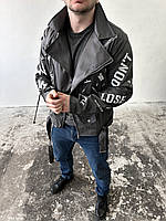 Шкіряна куртка (косуха) чоловіча стильна чорний 51-012 InfinityShop