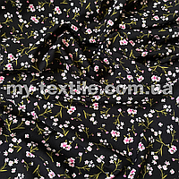 Супер софт Цветы на черном с розовым оттенком