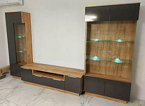 Сервант Луна Дуб Крафт — Мат Лава 2 дверний з LED підсвічуванням ТМ "Міро-марк", фото 5