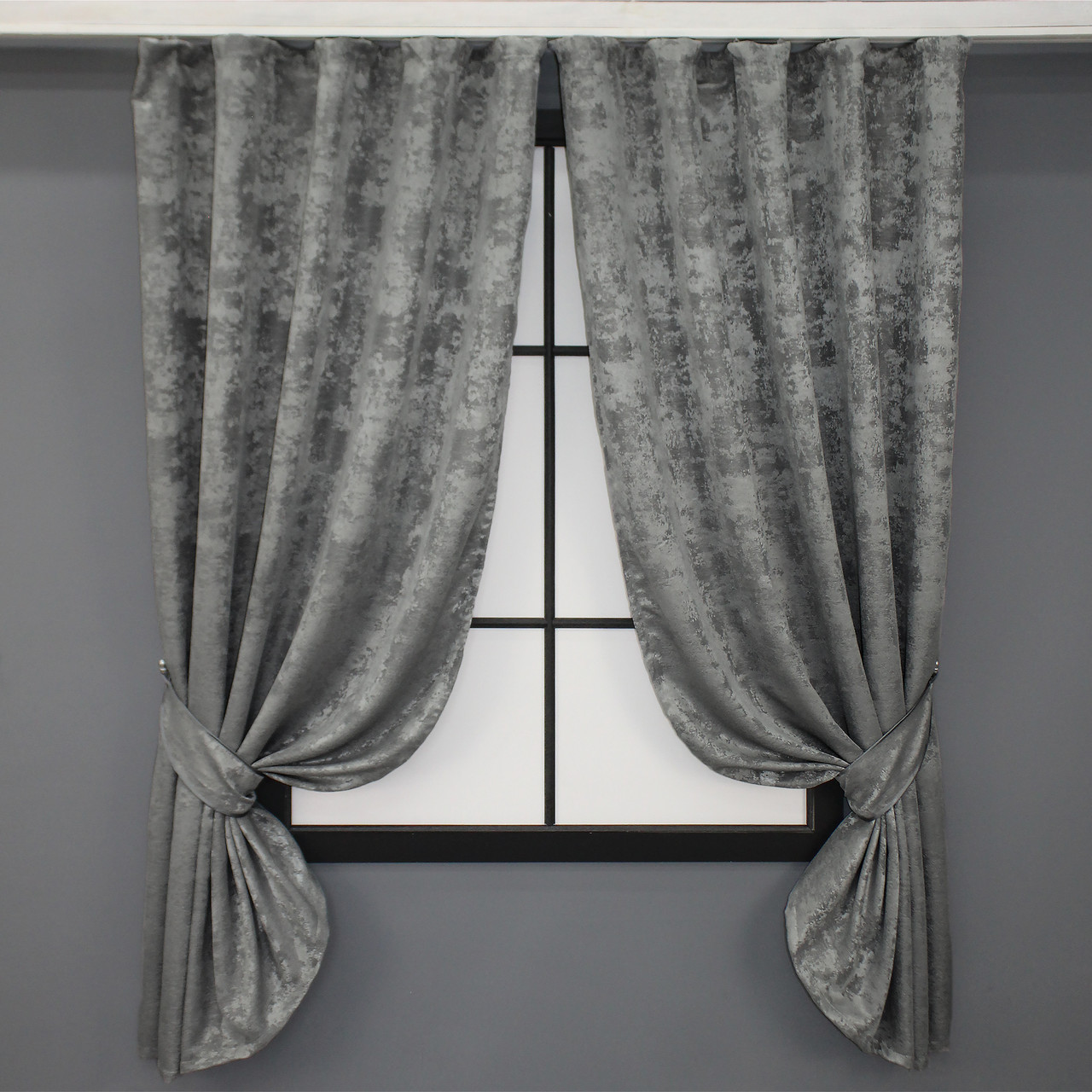 Комплект (2шт. 1,3х1,7м.) коротких штор із жакарда колекція "Sultan YL", Туреччина. Колір сірий. Код 1212ш 35-0072, фото 1