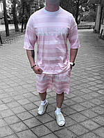 Літній чоловічий спортивний костюм з написом рожевий 53-42.5/738 InfinityShop