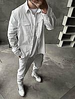 Білий класичний чоловічий костюм сорочка штани білий 52-006 InfinityShop