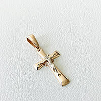 Золотой крестик Распятие в красном и белом золоте П030101