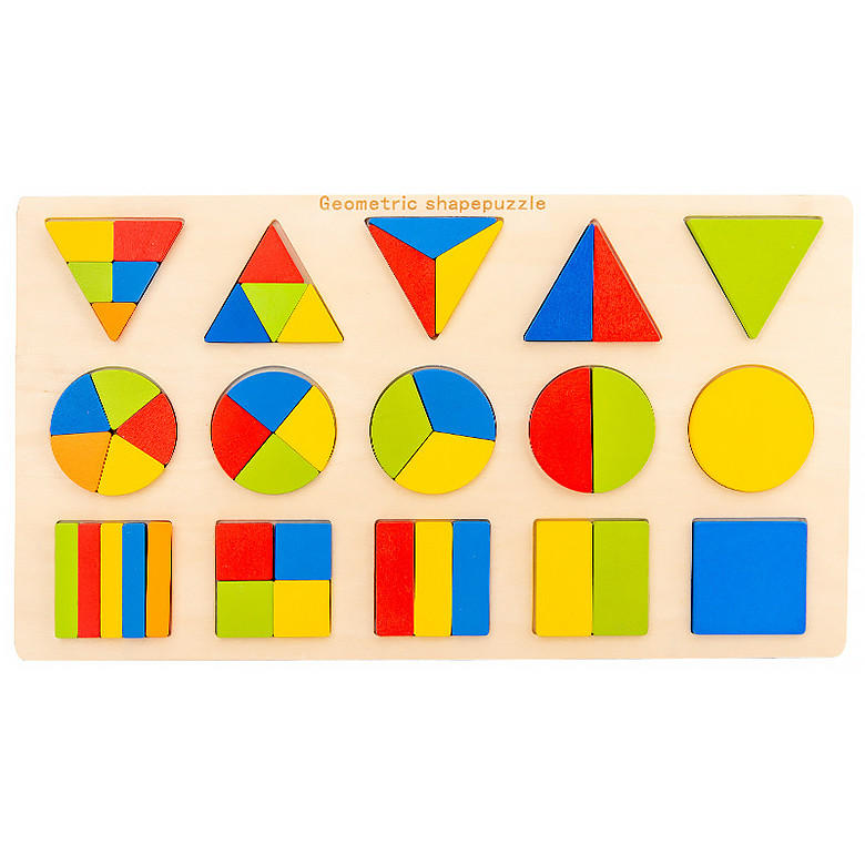 Детская развивающая игрушка с геометрическими фигурками рамка-вкладыш круг-квадрат-треугольник 45 элементов - фото 1 - id-p2198580310