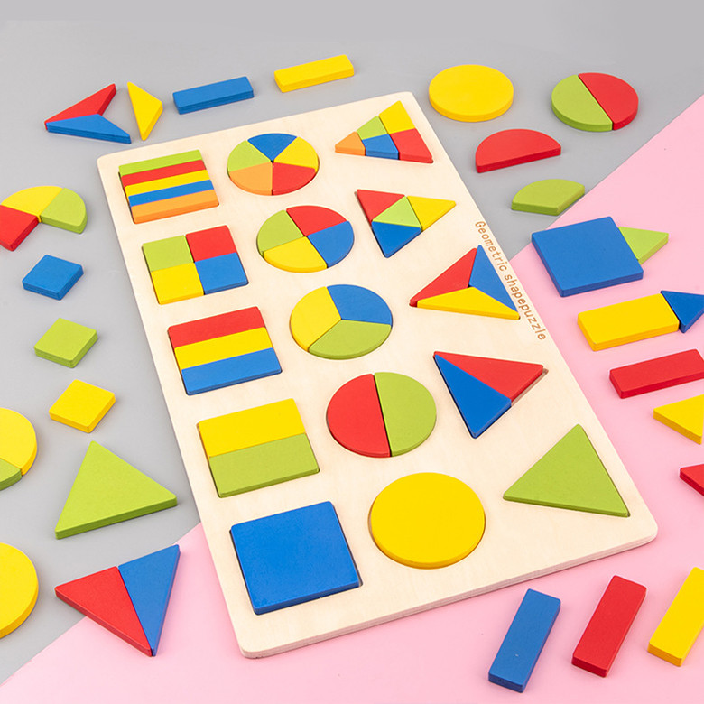 Детская развивающая игрушка с геометрическими фигурками рамка-вкладыш круг-квадрат-треугольник 45 элементов - фото 3 - id-p2198580310