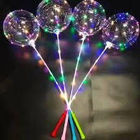 Led Bobo-balloons - прозрачные шарики Бобо с подсветкой. Шарики на палочке которые светятся в темноте 20 дюйм