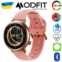 Женские водонепроницаемые смарт-часы Modfit Allure Pink. IP68 c Amoled экраном