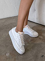 Белые кожаные женские кроссовки Nike Blazer Low Platform White