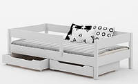 Односпальне ліжко Польща LukDom Mix 140 х 70 біле з висувними шухлядами та матрацом SOFT KIDS-DREAMS