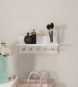 Настінна полиця, полиця з нагелями, полиця для дрібних речей та ключів W-3