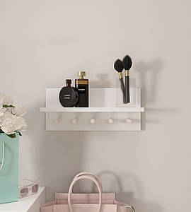 Настінна полиця, полиця з нагелями, полиця для дрібних речей та ключів W-3